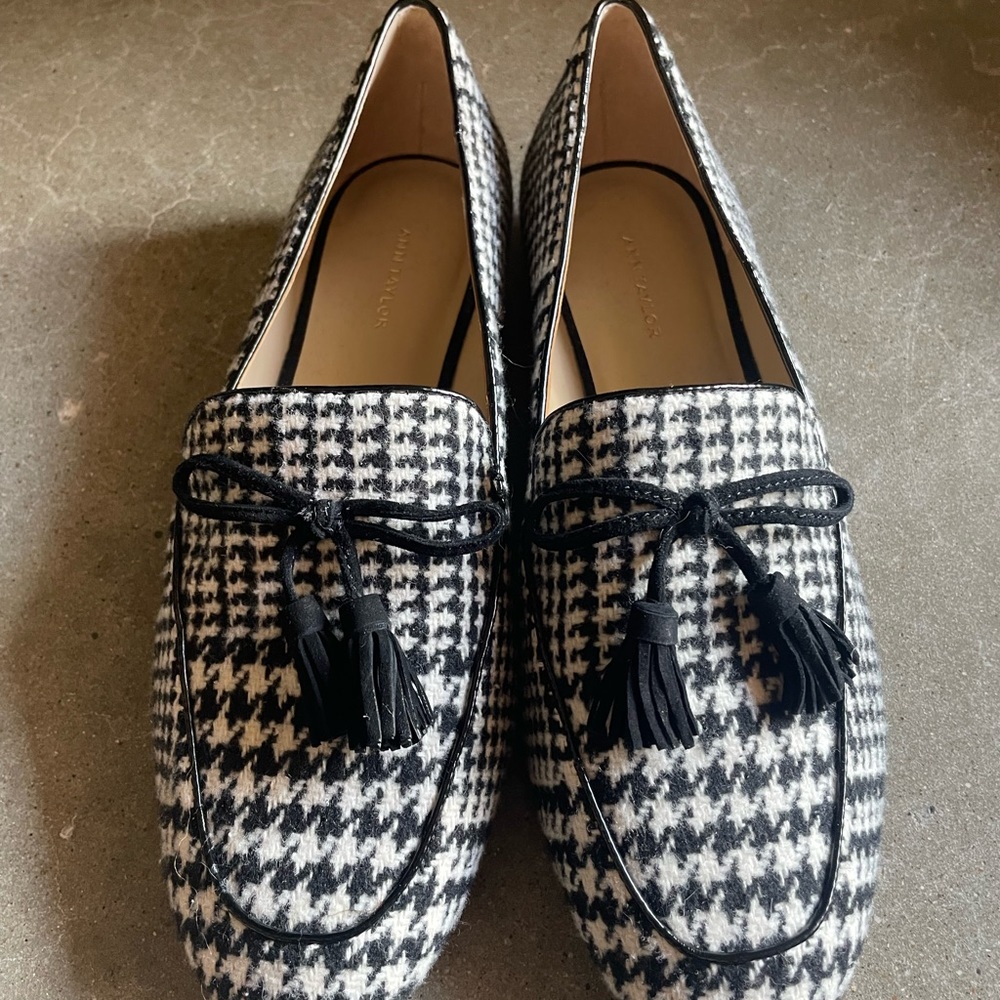 Dress Loafer black houndstooth cloth tassel